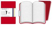 Moleskine. Set 2 taccuini Volant a righe copertina rossa