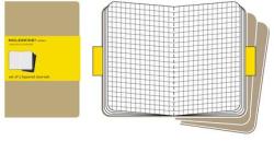 Moleskine pocket. Set 3 quadernetti a quadretti copertina kraft